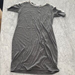 Casual Gray Lounge Dress with White Accents